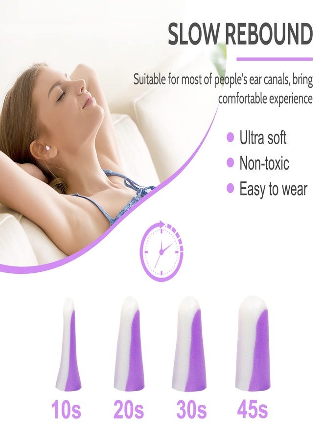 LYSIAN Ultra Soft Foam Earplugs Sleep-5 Pairs, 38dB Noise Cancelling Ear Plugs for Sleeping, Study, Shooting Range and Loud Sound Proof (Purple/White) - Image 2